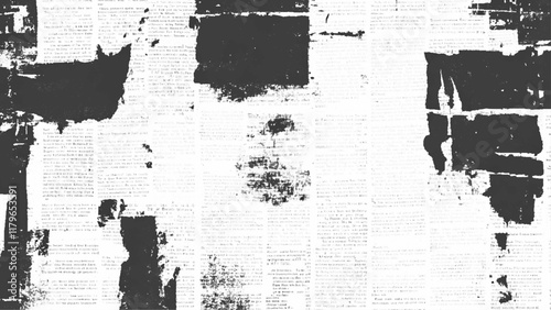  Newspaper with old grunge vintage unreadable paper texture background. Vector white and black newspaper paper grunge vintage old aged texture with fragments of newspaper text Transparent background.