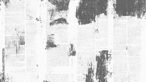  Newspaper with old grunge vintage unreadable paper texture background. Vector white and black newspaper paper grunge vintage old aged texture with fragments of newspaper text Transparent background.