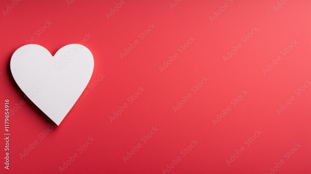 White Heart on Red Background - Minimalist Valentine's Day or Love Concept White Heart on Red Background - Minimalist Valentine's Day or Love Concept