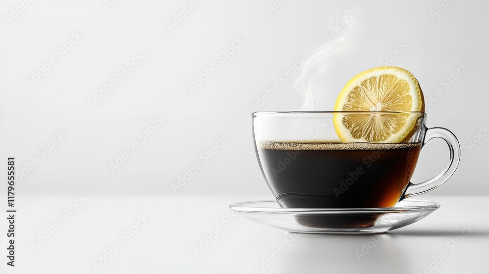 A cup of coffee with a lemon slice in it A cup of coffee with a lemon slice in it