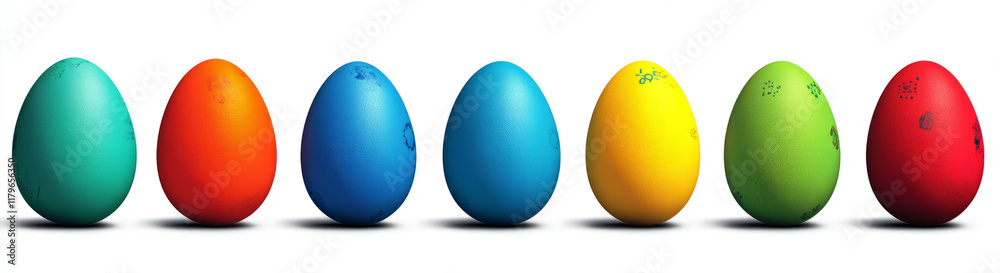 Colorful Easter eggs in a row, isolated on a white background. Colorful Easter eggs in a row, isolated on a white background.