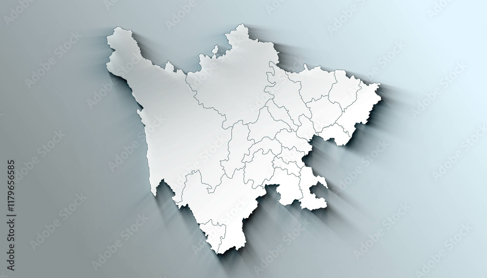 Obraz premium Minimalist 3D Map of Henan China Province with District Borders