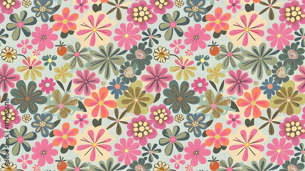 retro seamless pattern with flowers for social media posts, banner, card design, etc. retro seamless pattern with flowers for social media posts, banner, card design, etc.
