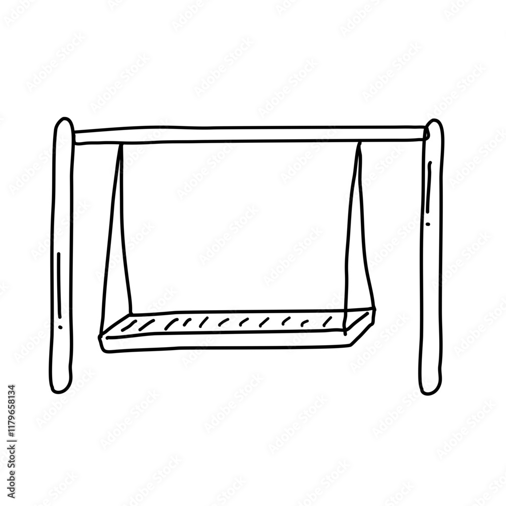 classic comfortable outdoor blue swing hanging on frame