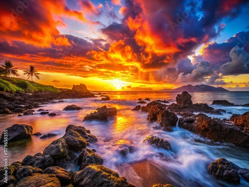 Hawaiian Sunset: Vibrant Colors at Spencer Beach State Park, Big Island