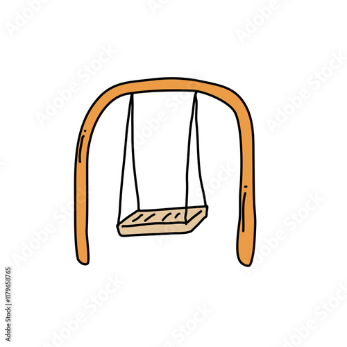 classic comfortable outdoor blue swing hanging on frame