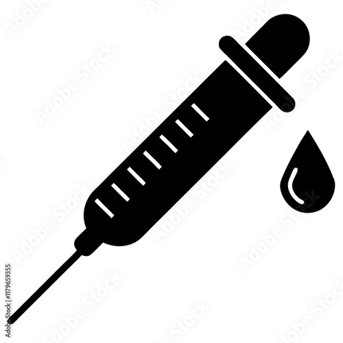  Blood sample syringe silhouette vector