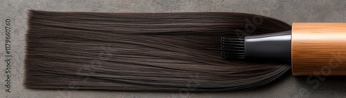 Wallpaper Mural Long, silky straight extensions in jet black, laid flat on a textured surface with dramatic lighting Torontodigital.ca