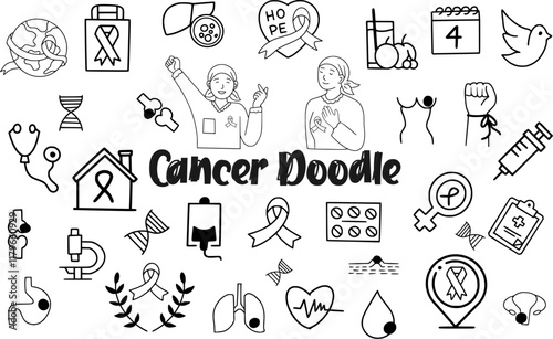 world cancer awareness day doodle element