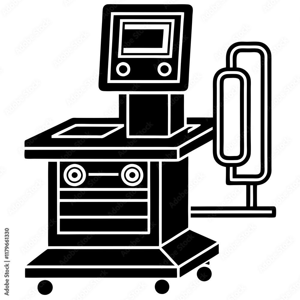 X-ray machine line art illustration X-ray machine line art illustration