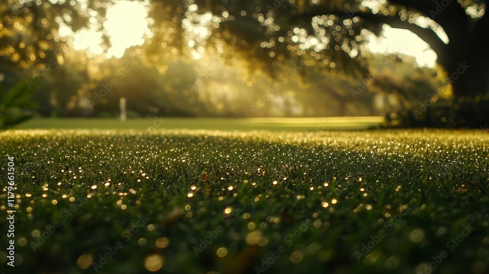 Dew-kissed Meadow at Dawn: A Golden Morning Scene Dew-kissed Meadow at Dawn: A Golden Morning Scene