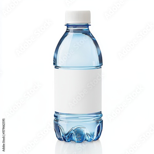 Environment, eco friendly, plastic. A clear plastic water bottle with a blank label for customization. photo