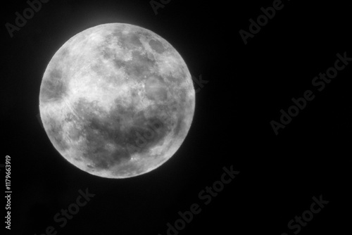 Full moon in the night sky