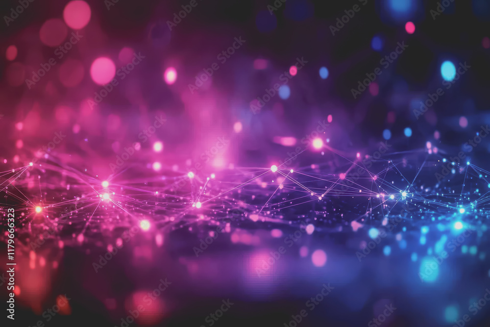 Fototapeta premium A beautiful Abstract digital technology background with colorful network connection lines.