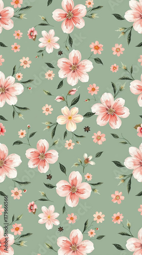 Artistic Modern Seamless Floral Watercolor Pattern