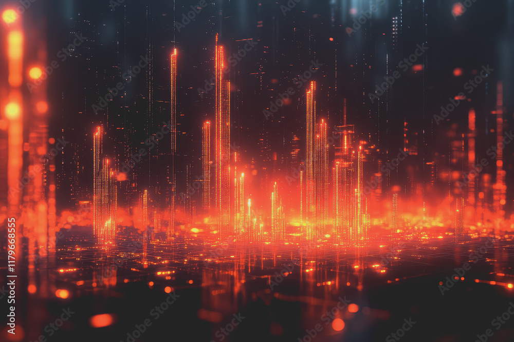 Obraz premium Abstract background Digital data financial investment and trading graph chart.