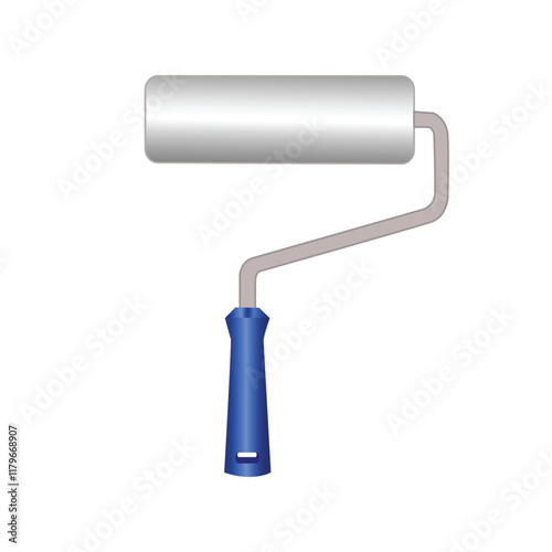 Illustration of paint roller icon on white background. Brush, color, paint, renovation, work tool.