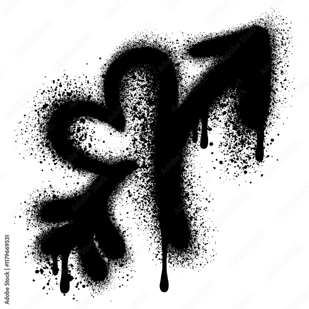 Graffiti Style Heart And Arrow isolated on White background. Graffiti Style Heart And Arrow isolated on White background.