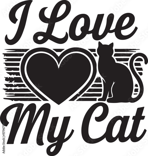 I love my cat T-shirt design, Shot of a beautiful young woman being affectionate with her cat at home