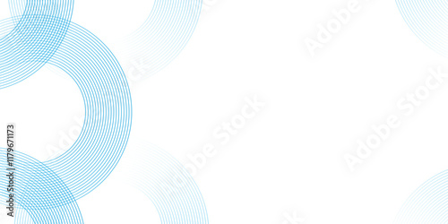  Abstract white background with sky blue circle rings. Modern pattern elegant digital line template background. Vector illustration design for presentation, banner, cover, poster, texture Etc.