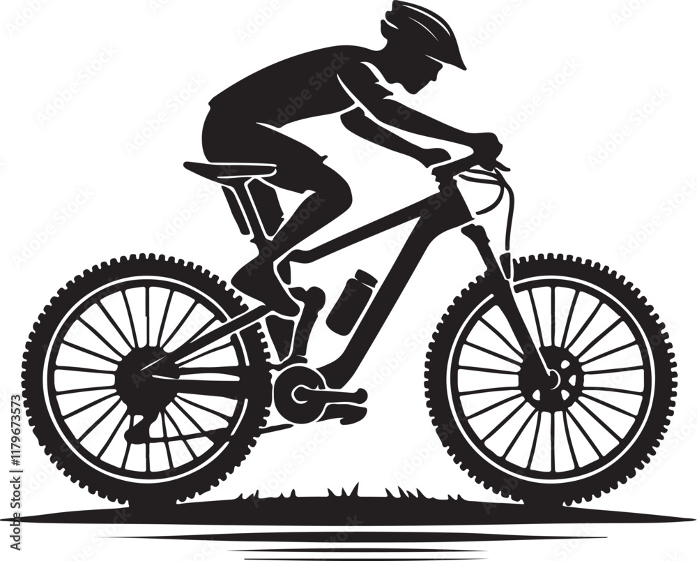 Naklejka premium silhouette of a person riding a bike