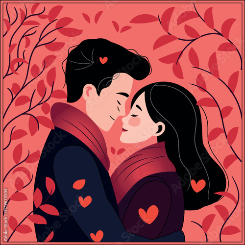 Valentine day colorful vector art illustration.
