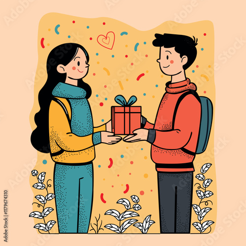 Valentine day colorful vector art illustration.