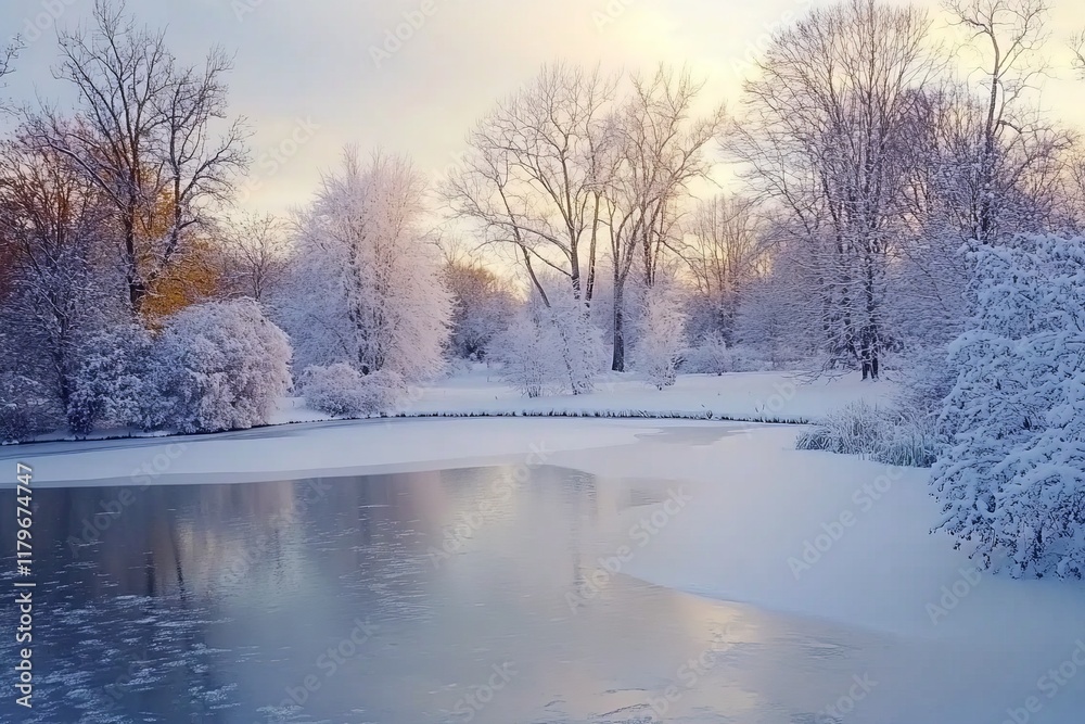 lake winter wonderland snow