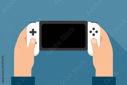 Hands Holding Portable Gaming Console With Removable Controllers