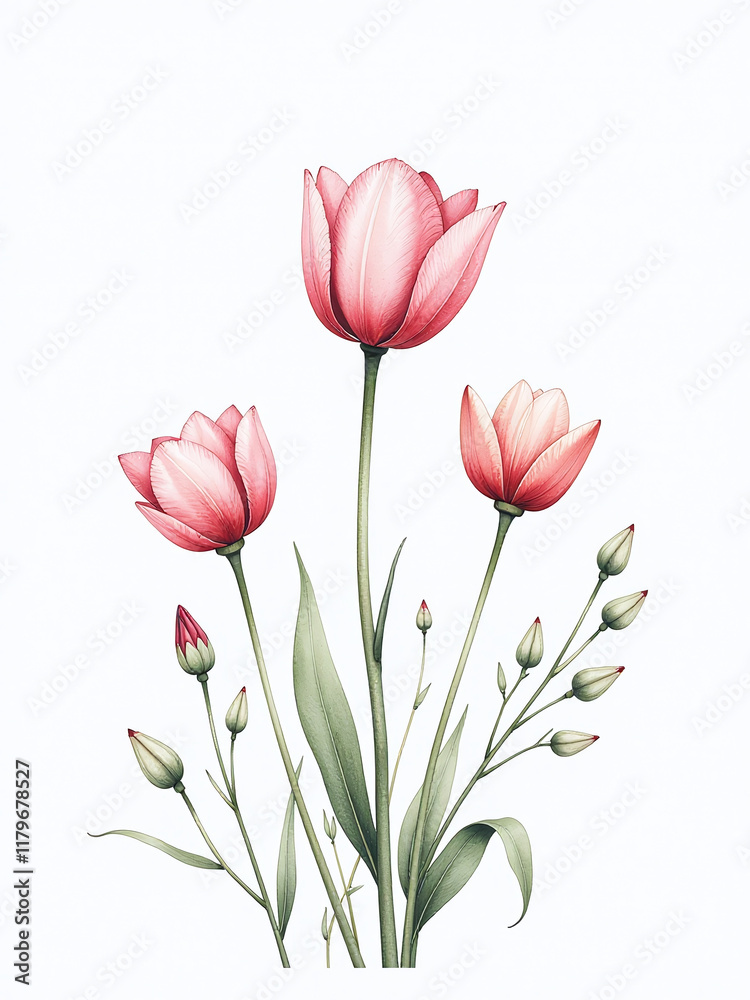 Fototapeta premium A Delicate Watercolor Art Set Sits Isolated Against A Crisp White Background Waiting For Creative Inspiration To Begin. 00002