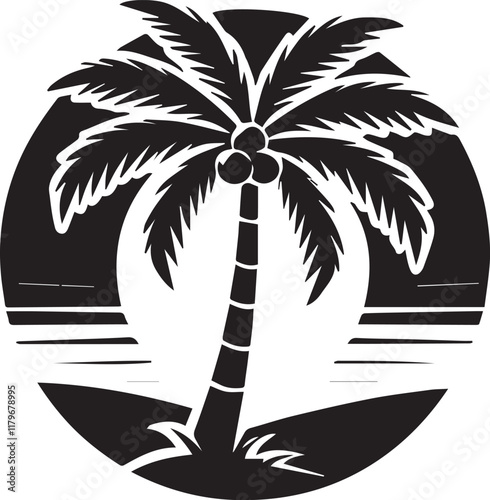 palm tree vector logo icon illustration silhouette