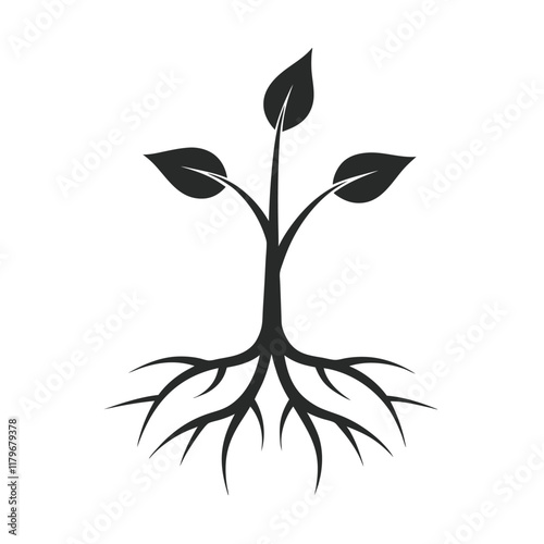 Sprouting Seed Icon silhouette for Eco-Friendly Projects .