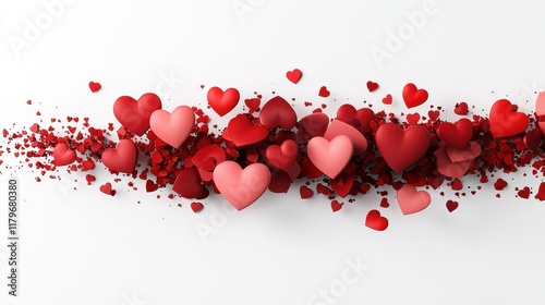 Colorful Hearts on a White Background for Valentine's Day or Romantic Themes and Celebrations
