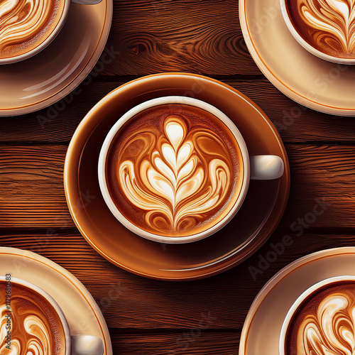 Latte Art Symphony, Seamless cup of coffee.