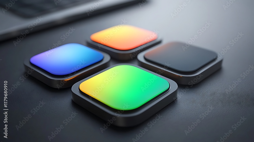 Colorful Square Buttons On Dark Surface Colorful Square Buttons On Dark Surface
