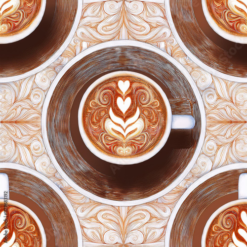 Latte Art Symphony, Seamless cup of coffee.