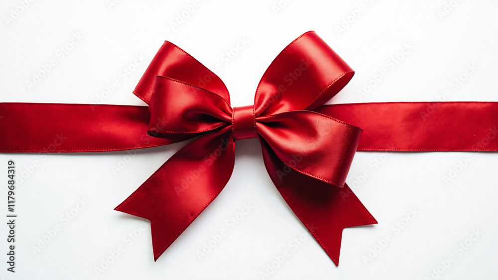 Elegant Red Ribbon Bow Isolated on White: Perfect for Gift Packaging, Holiday Marketing, and Festive Designs Elegant Red Ribbon Bow Isolated on White: Perfect for Gift Packaging, Holiday Marketing, and Festive Designs