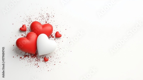 Colorful Hearts on a Minimalist Background Celebrating Love and Affection with Artistic Style