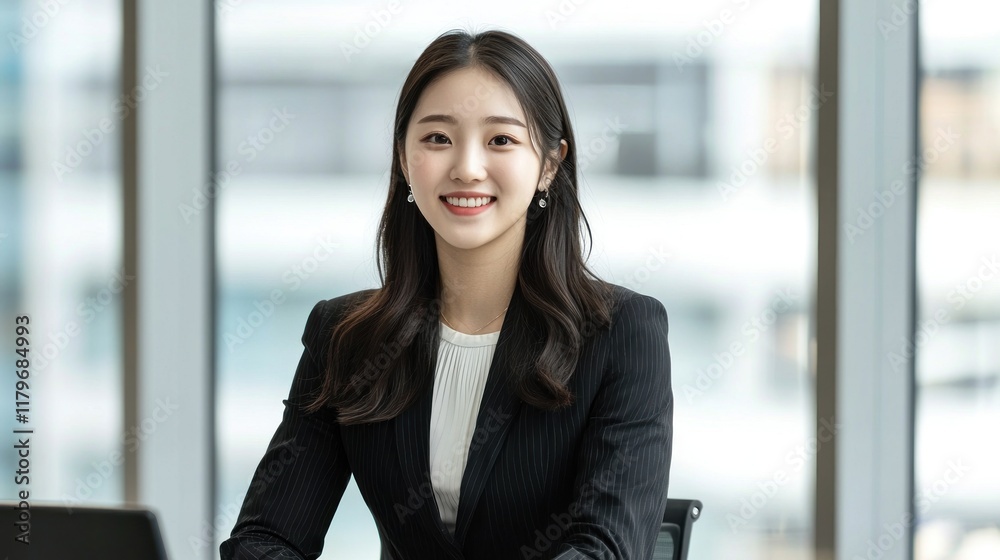 Portrait of a Confident Young Businesswoman in Modern Office