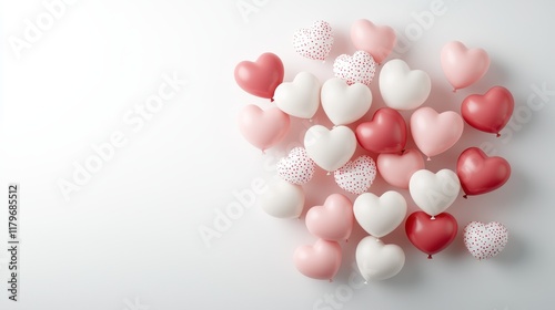 Colorful Heart-Shaped Balloons Arranged in a Heart Pattern on a Soft Background for Celebrations