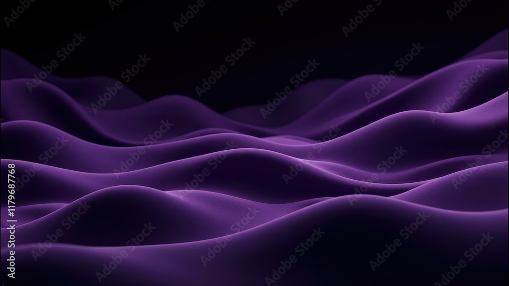 Obraz premium Luxurious purple waves dance across a dramatic dark backdrop, exuding an air of abstract elegance and textured beauty