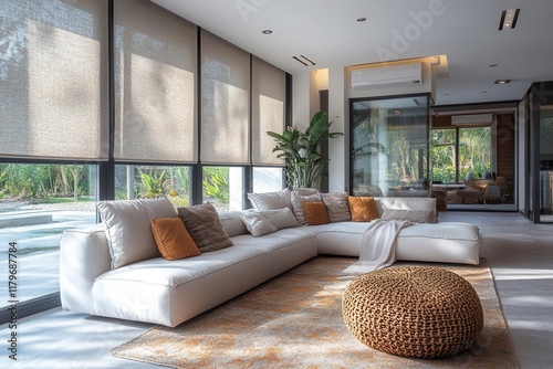 smart home automation contemporary electric window shades with remote control and mobile app integration for modern living spaces