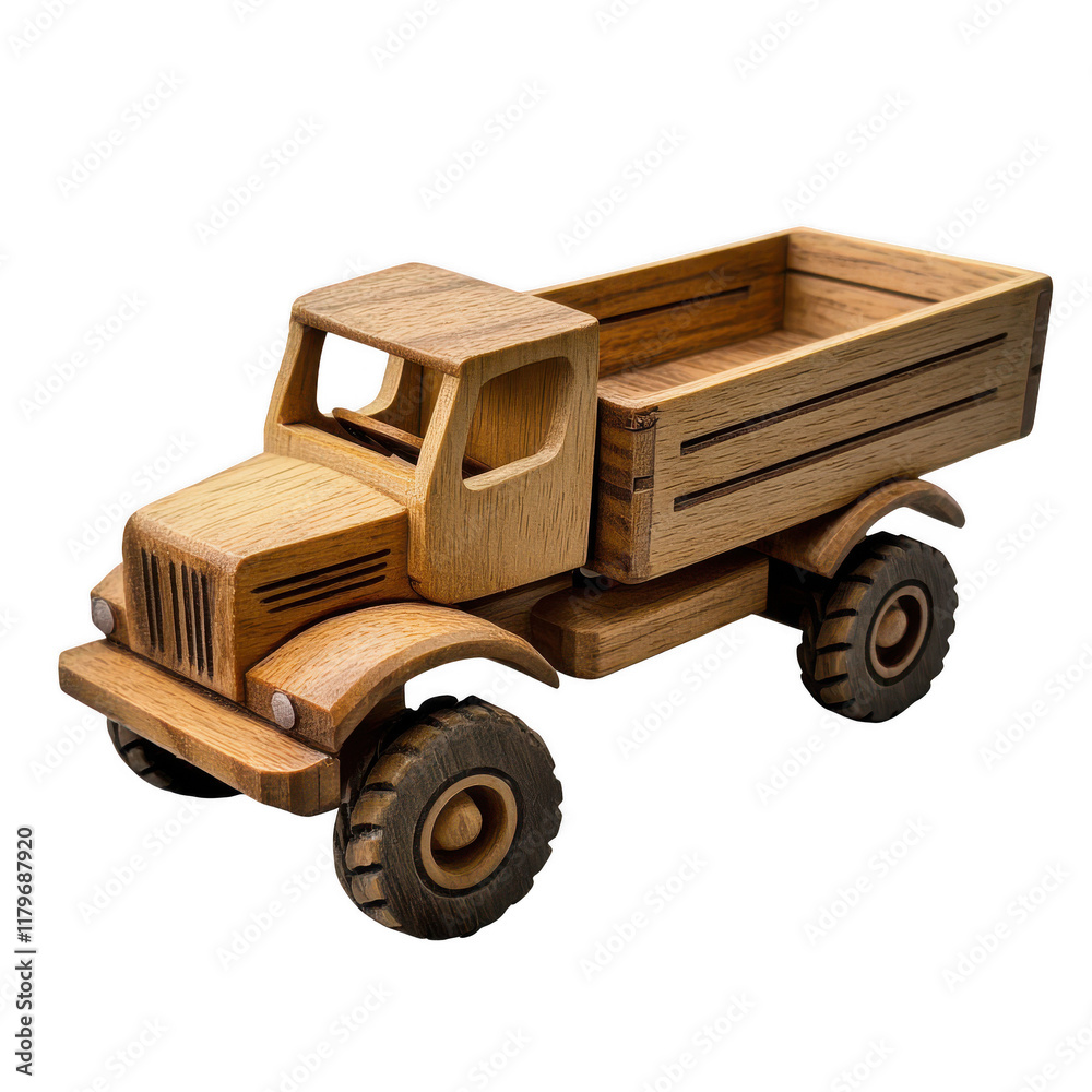 A wooden toy truck on transparent background. A charming wooden truck toy with intricate details. A wooden toy truck on transparent background. A charming wooden truck toy with intricate details.