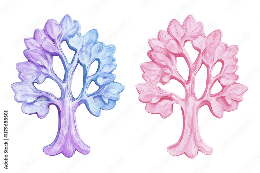 Fototapeta premium Adorable Pastel Oak Tree Cookie Cutters for Baking Fun