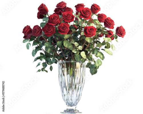 Wallpaper Mural A bouquet of vibrant red roses in a crystal vase, beautifully arranged. Torontodigital.ca