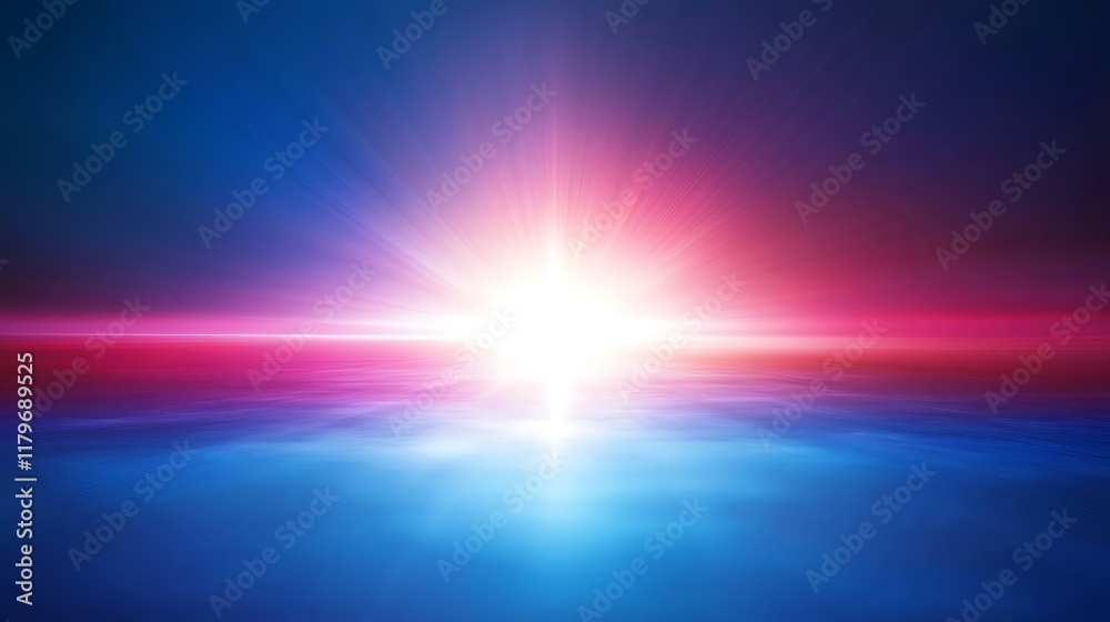 Obraz premium Abstract Bright Light Radiating Across Colorful Horizon