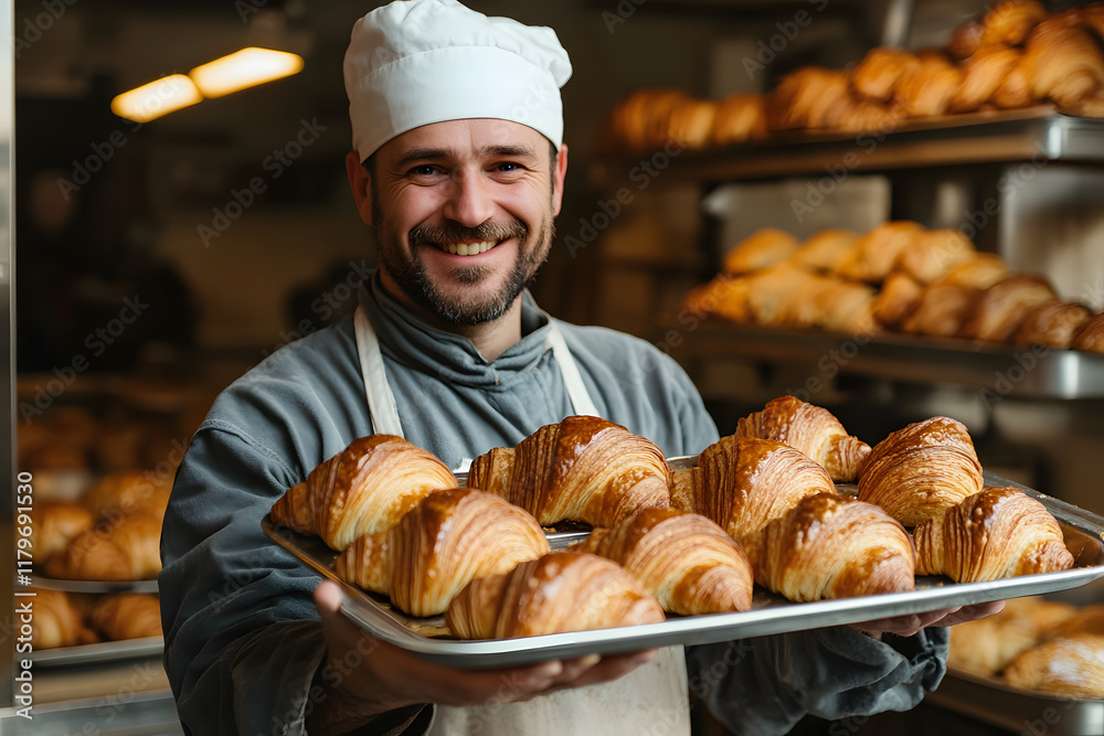 baker with bread baker with bread