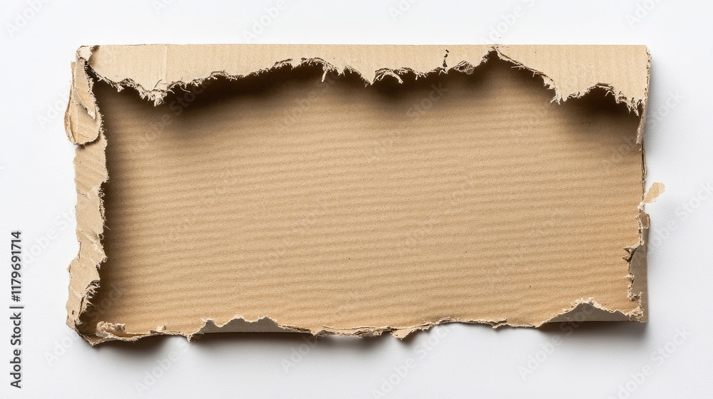 Fototapeta premium Torn cardboard paper with a cutout texture on a white background for design and creative applications