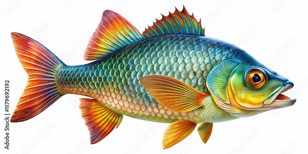 Naklejka premium Isolated Colorful Fish on White Background - Stock Photo