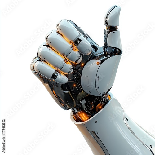 A close-up of a robotic hand giving a thumbs-up gesture, symbolizing innovation.